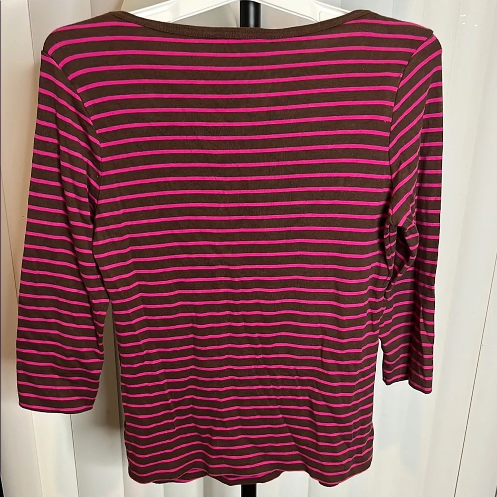 Lilly Pulitzer Pink and Brown 3/4 Sleeve Blouse - Picture 5 of 7
